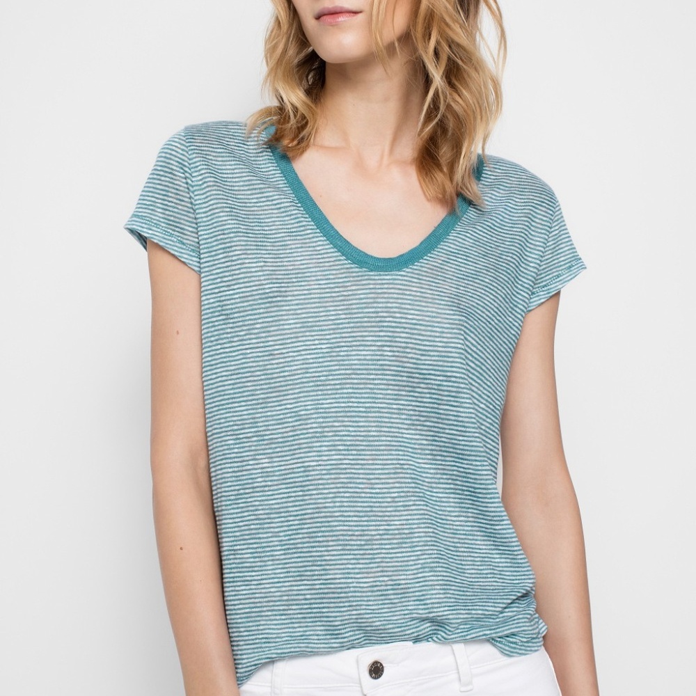 NWOT Zadig & Voltaire Tiny Linen Striped Top Blue
